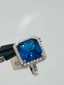 silver blue cubic zirconia cluster ring