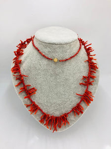 vintage red coral necklace