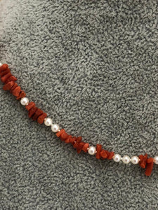 red coral necklace with silver gold plated clasp
