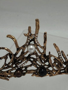 black rhinestone and faux pearls crown