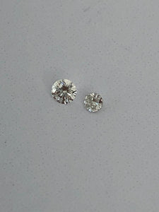 2 RB diamonds - total 0.09cts: 0.06cts (2.55mm) and 0.03cts (2mm)