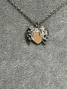 silver with rose gold plating heart pendant