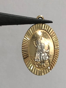 9k yellow and white gold St Cristopher pendant
