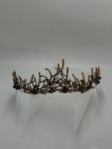 black rhinestone and faux pearls crown
