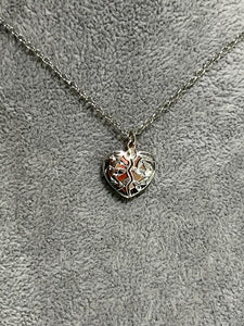silver with rose gold plating heart pendant