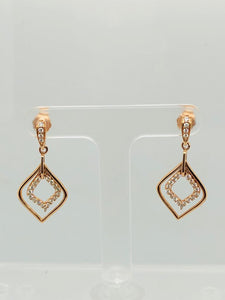 18k rose gold drop earrings with diamonds