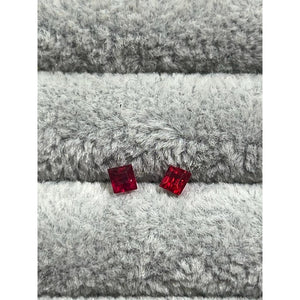 Burma Jedi red spinel matching pair, square shapes; 0.68cts; 3.3x3.7x2.9mm and 3.5x3.6x2.7mm