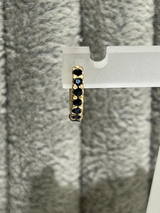 9k yellow gold huggie earring with blue sapphires