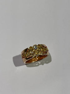 silver ring with rose and yellow gold plating
