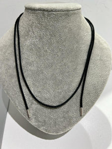 black silver cord necklet around 39 inches; 3.37g