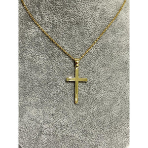 9k yellow gold plain cross; 40mm length with bail; 2.80g; chain not included
