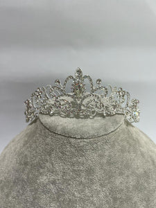 tiara with white rhinestones and silver colour metal (ECN 1413)