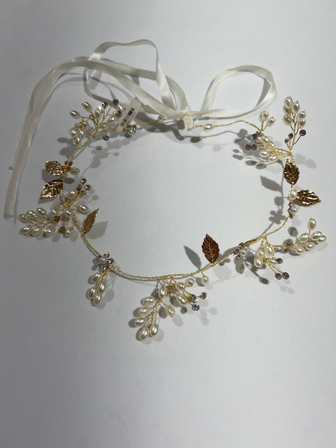 hair decoration - copper with rhodium plating and acrylic flowers (ECN 492)