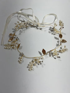 hair decoration - copper with rhodium plating and acrylic flowers (ECN 492)