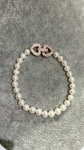 Freshwater bracelet with silver gold plated clasp; around 16 inches
