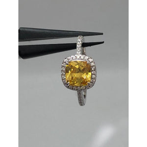 silver yellow cz ring; size L; 3g; centre stone 7.5x7.1mm plus halo