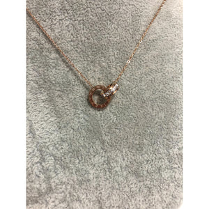 rose gold plated charm necklace with cz; 15inches to 17inches chain