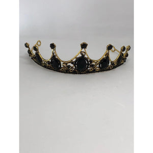 costume jewellery crown with black rhinestones