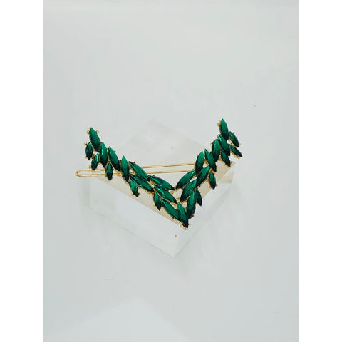 green rhinestone hair clip (ECN 1066)