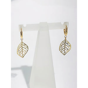 18k gold plated leaf drop earrings