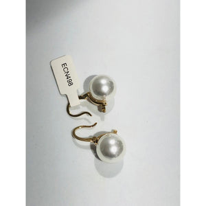 earrings - copper with rhodium plating and faux pearls (ECN 498)