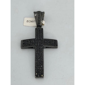 silver with black rhodium cross; 6x4.2 cm approximately without bail; 26.4g