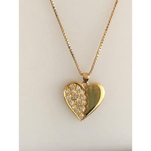 18k yellow gold pendant with diamonds 085cts and 18k yellow gold box chain 16inches; around 9.8g;