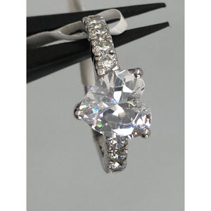 silver solitaire ring/cz; 3.4g; size J