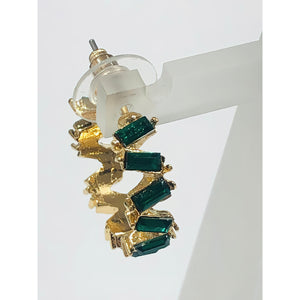 costume jewellery earrings with green rhinestones