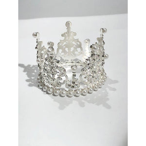 faux pearl crown in white metal