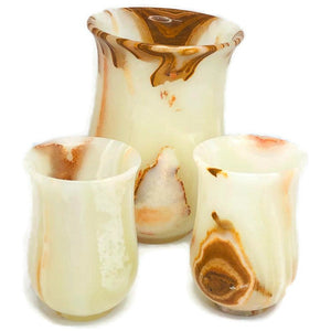 marble onyx set of jug and 2 cups