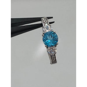 silver ring with topaz and cz; 2.7g; size L1/2